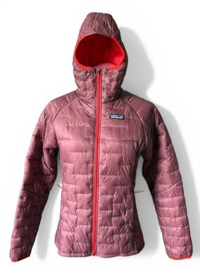 Patagonia W’s Micro Puff Hoody in color Dark Ruby, size Small